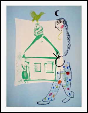 (alt="original lithography Marc CHAGALL la maison de mon village 1960")