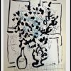(alt="original lithography Marc CHAGALL Le bouquet noir et bleu 1957")