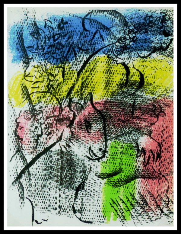 original lithography Marc chagall couple à chèvre 1970")