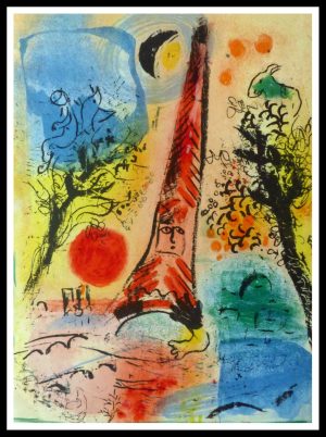 (alt="original lithography Marc CHAGALL Vision de Paris 1960")