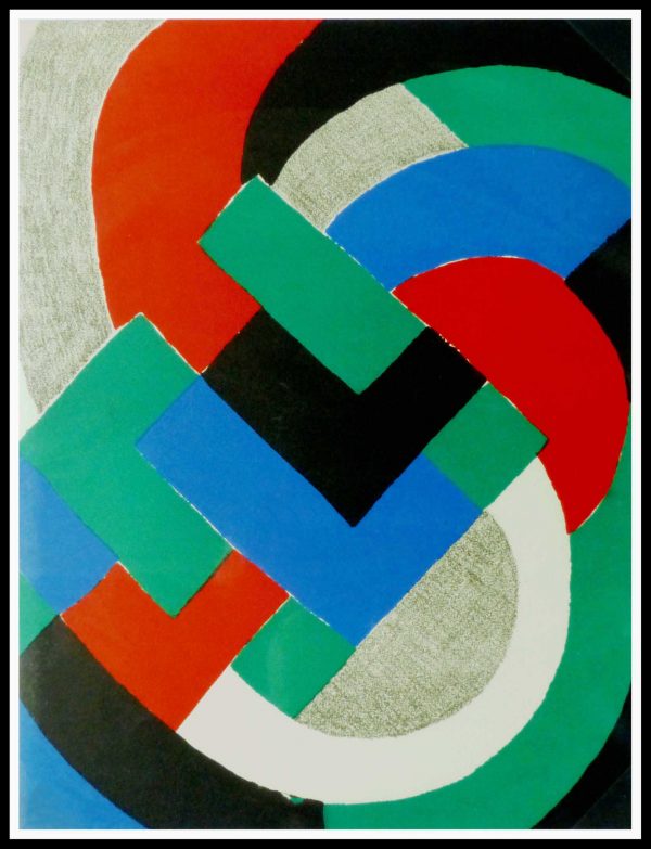 (alt="Original abstract lithography Sonia DELAUNAY limited edition 1969")