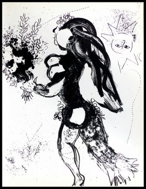 (alt="original lithography Marc CHAGALL the offering 1960")