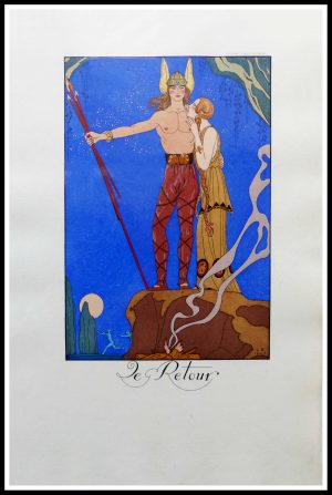 (alt="original lithography Georges BARBIER Le retour art deco period 1928")