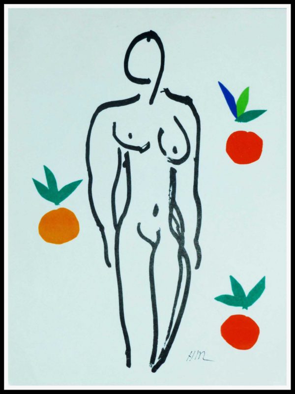 (alt="lithography Henri MATISSE monogrammed HM l'Homme à l'orange 1959")