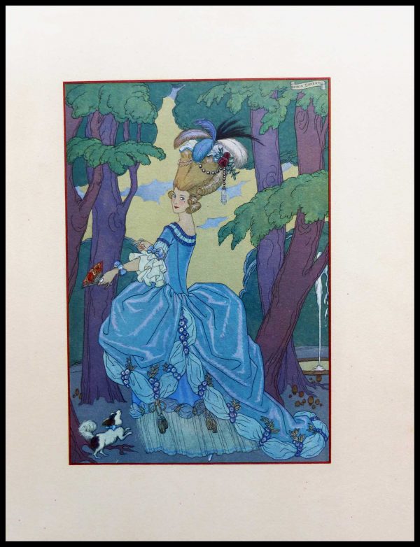 (alt="original lithography Georges BARBIER, Jardin du roi, art deco, 1928")