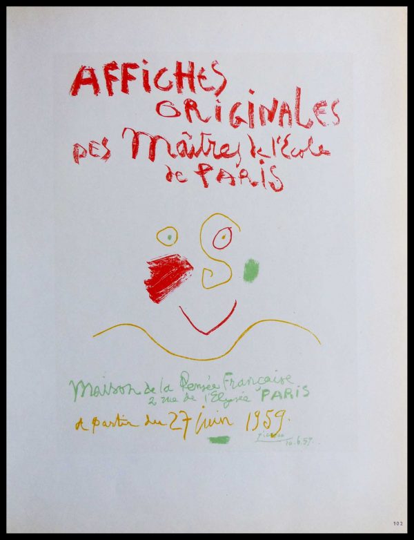 (alt="lithography Pablo PICASSO Affiches originales des maîtres de l'école de Paris signed in the plate 1959")