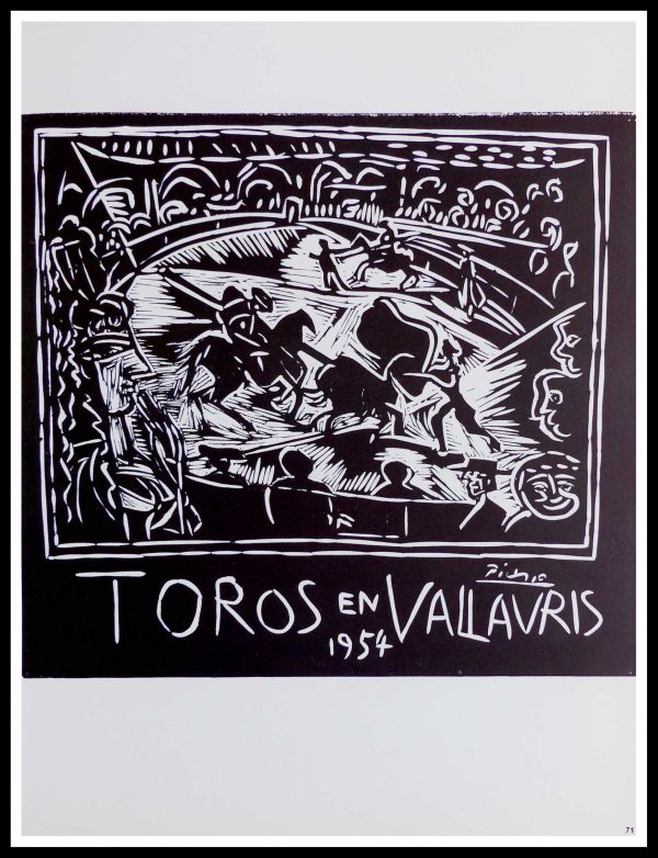 (alt="lithography Pablo PICASSO Toros en Vallauris signed in the plate 1959")