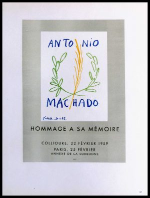 (alt="lithography Pablo PICASSO Tribute to Antonio MACHADO signed in the plate 1959")