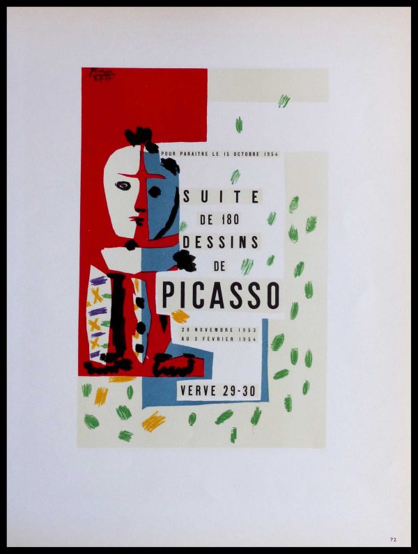 (alt="lithography Pablo PICASSO suite de 180 dessins de Picasso VERVE signed in the plate 1959")