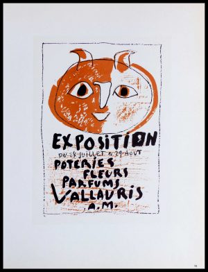 (alt="lithography Pablo PICASSO Exposition poteries fleurs parfumsvallauris 1959")