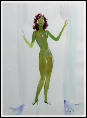 (alt="original stencil DOMERGUE Parisians signed in the plate 1948")