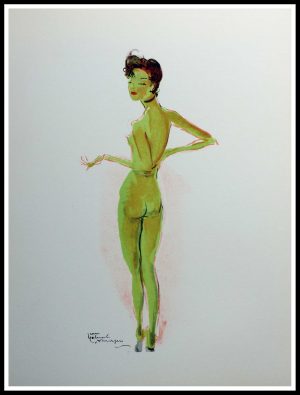 (alt="original stencil DOMERGUE Parisians signed in the plate 1948")