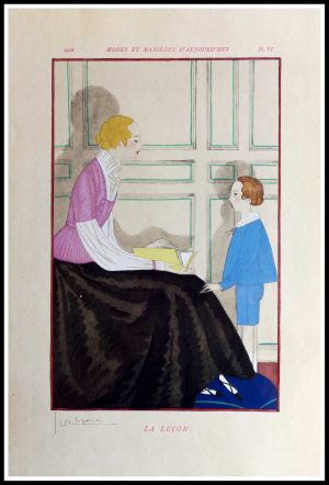 (alt= "Original lithography stencil Georges LEPAPE art deco Modes et Manières d'Aujourd'hui 1916")