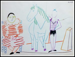 (alt="lithography Pablo PICASSO dessins de vallauris dated in the plate 1954")