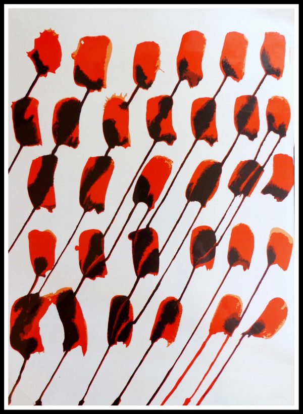 (alt="original lithography Alexander CALDER composition tâches rouges 1966")