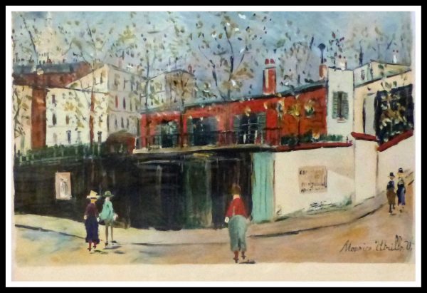 (alt="stencil Maurice UTRILLO Montmartre signed in the plate 1959")
