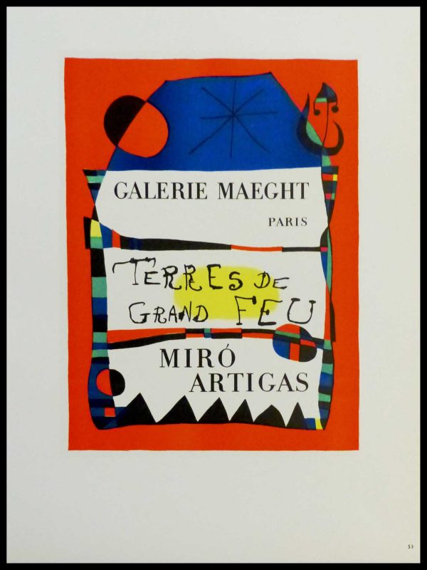 (alt="lithography Joan MIRO Terres de Feu Miro Artigas Galerie Maeght 1959")