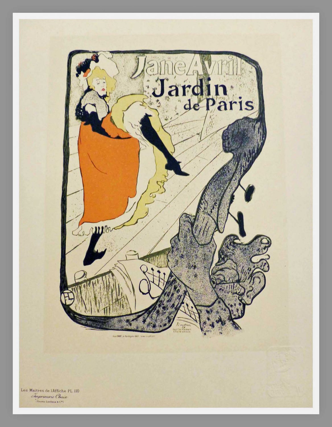 (alt="Original lithography Toulouse Lautrec Jane Avril 1898")