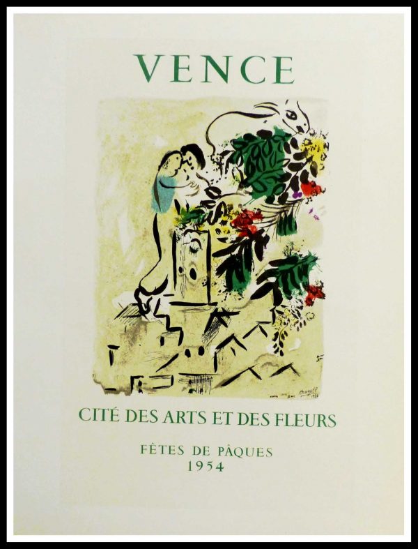 (alt="lithography Marc Chagall Vence cité des arts et des fleurs fêtes de pâques 1959")