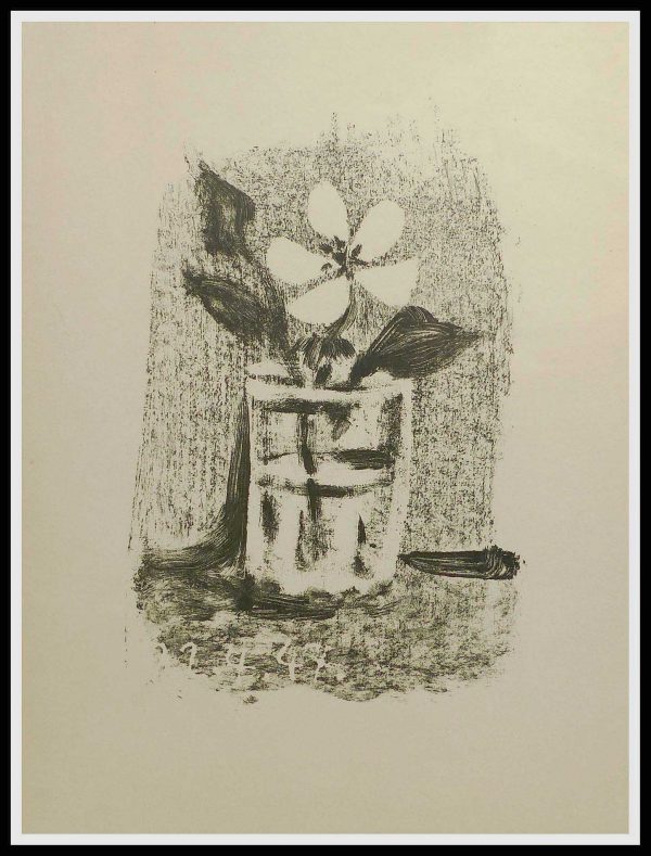 (alt="lithographie originale Pablo PICASSO Fleurs dans un verre 1947")