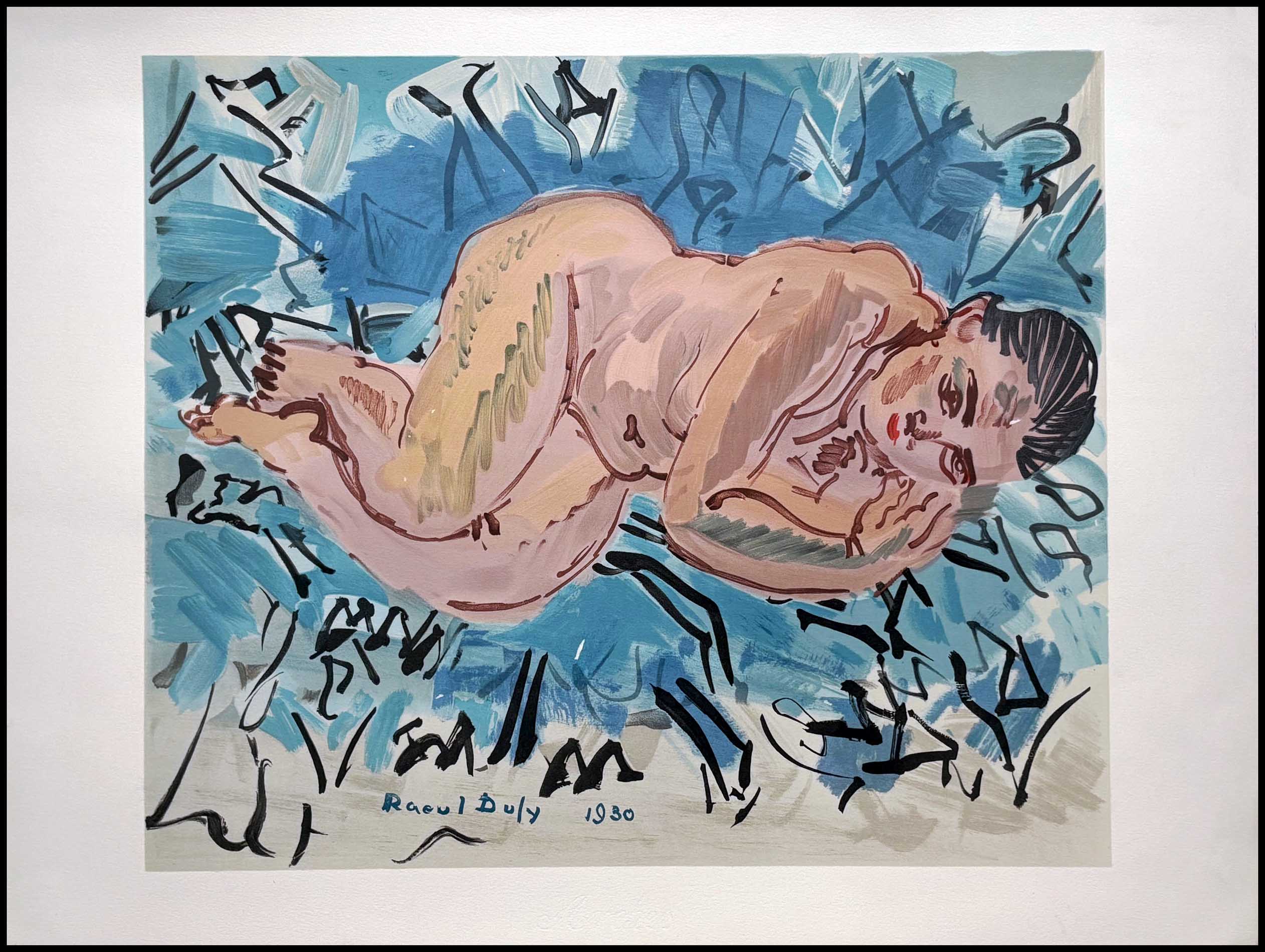 NU COUCHE 66 x 50 cm lithographie Raoul Dufy signé dans la planche