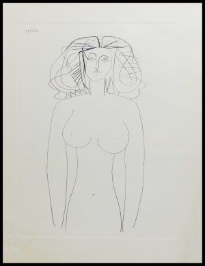 (alt="original lithography Pablo PICASSO Jacqueline dated in the plate 1952")