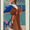 (alt="La femme au paon original lithography Louis RHEAD from l'Estampe Moderne signed in the plate printed by Imprimerie CHAMPENOIS art nouveau")