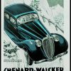 (alt="original vintage advertising car from newspaper CHENARD-WALCKER signed R. AUGER 1936")