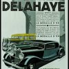 (alt="original vintage advertising car from Newspaper DELAHAYE signed A. KOW 1931")