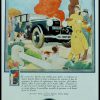 (alt="original vintage advertising car LINCOLN signed René VINCENT 1928")