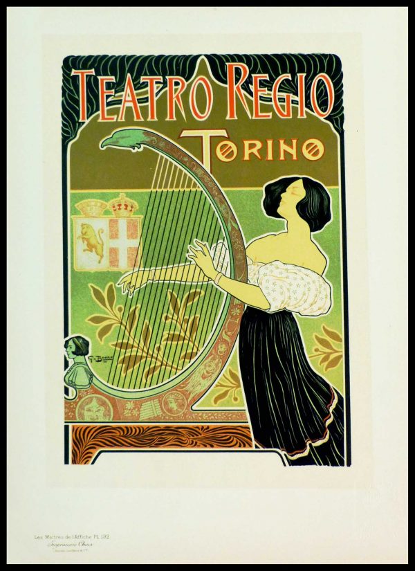 (alt="original lithography from Masters of poster signed in the plate G. BOANO, teatro Regio Torino Opera, printed by CHAIX")