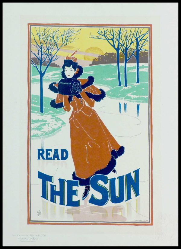(alt="original lithography from Masters of poster plate 200, The Sun newspaper, signed in the plate Louis RHEAD printed by CHAIX 1900")