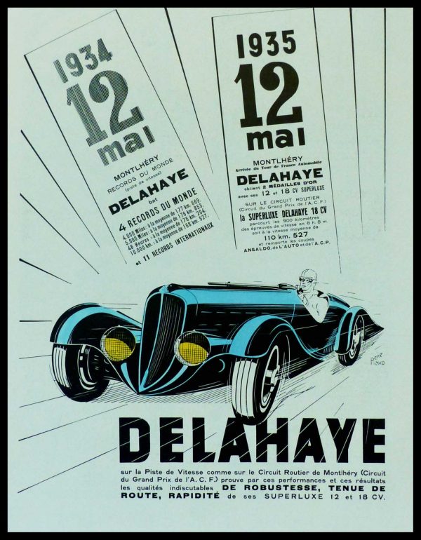 (alt="original vintage car advertising color enhanced René RAVO 1934 art deco")