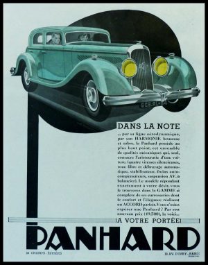 (alt="Original vintage advertising car PANHARD Champs-Elysées Paris, Anonymous 1932")