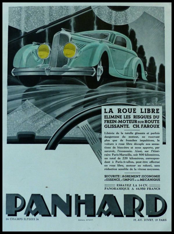 (alt="original advertising car PANHARD Champs-Elysées Paris A. KOW 1935")