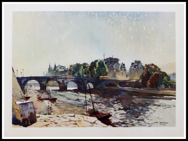 (alt="héliogravure René KUDER, bridges of PARIS, Pont NEUF II, signed in the plate, limited edition, 1946, printed by LAHURE")