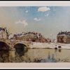(alt="héliogravure René KUDER, bridges of PARIS, signed in the plate, printed by LAHURE 1946, limited edition")