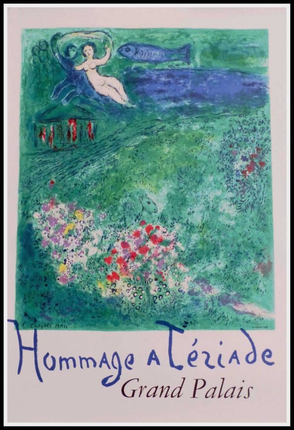 (alt="original vintage poster Hommage à Tériade Grand Palais Paris, Marc CHAGALL signed in the plate 1973 printed by MOURLOT limited Edition")