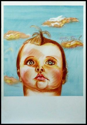 (alt="original vintage poster lithography before letter for AGNES B, bébé cruel unsigned and printed by W circa 1980")