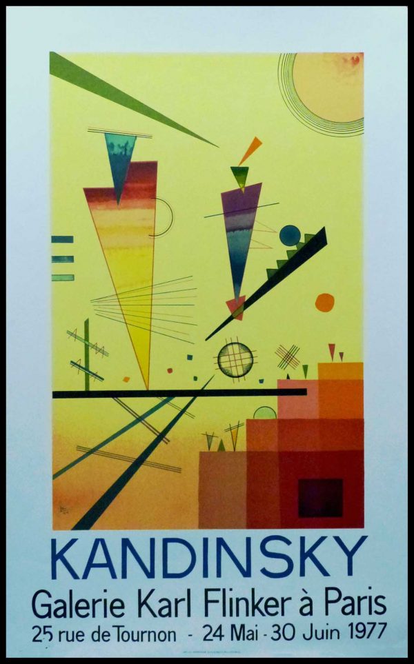 (alt="vintage poster lithography KANDINSKY monogrammed in the plate 1977, Galerie Karl FLINKER Paris printed by IDL Graphiques")