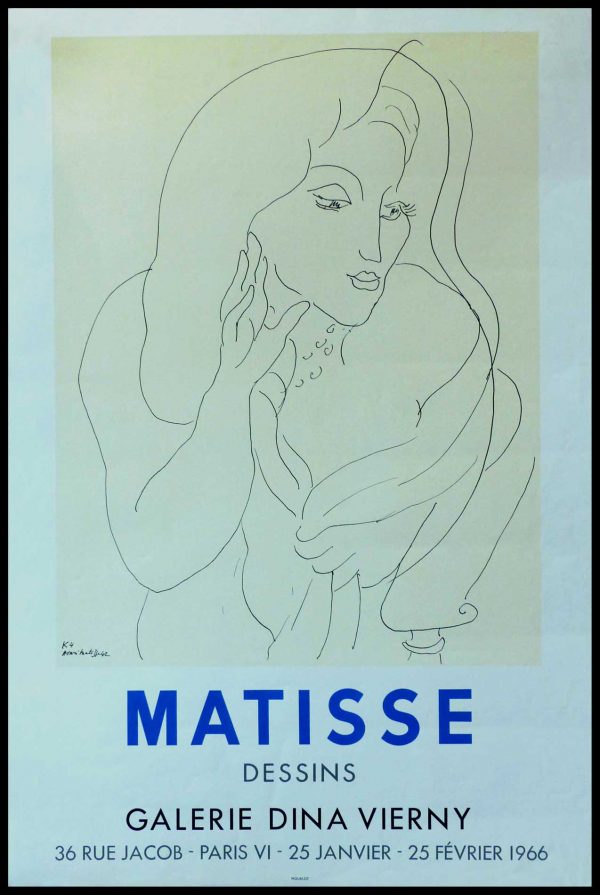 (alt="MATISSE, original poster, lithography, drawings, Gallery Dina Vierny, signed in the plate and printed by MOURLOT")
