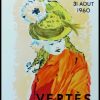 (alt="VERTES - Galerie 65 Cannes, original vintage poster, lithography, printed by Desjobert 1960")