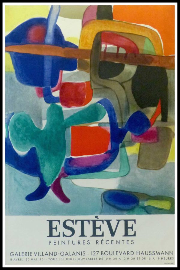 (alt="Maurice ESTVE - Peintures récentes Galerie Villand Galanis, original vintage gallery poster MOURLOT 1961 Limited Edition")