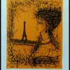 (alt="CARZOU - Hommage à Paris Eiffel tower, original vintage poster lithography, signed in the plate, printed by MOURLOT 1963")