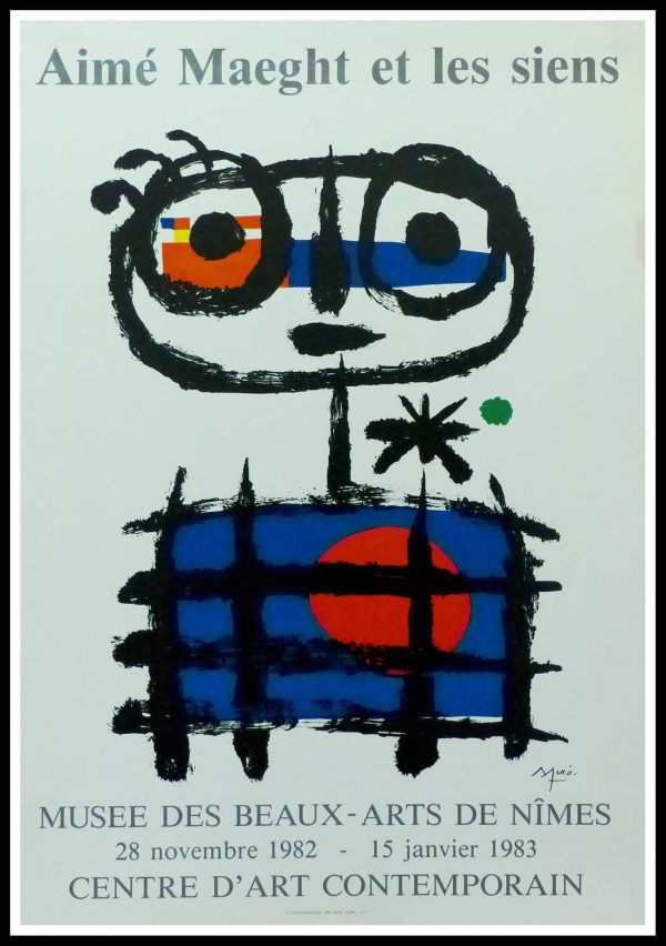 (alt="Joan MIRO - Aimé MAEGHT Musée des Beaux Arts Nîmes, 1983, original vintage poster lithography signed in the plate, printed by ARTE")