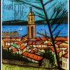 (alt="Bernard BUFFET - Saint Tropez Aquarelles, signed in the plate and printed by MOURLOT, original vintage poster lithography, 1978")