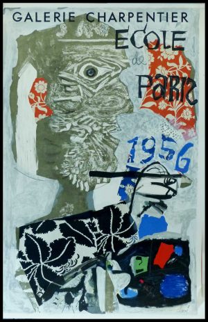 (alt="CLAVE - Ecole de Paris, Galerie Charpentier - original gallery poster signed in the plate, printed by MOURLOT Paris 1956")