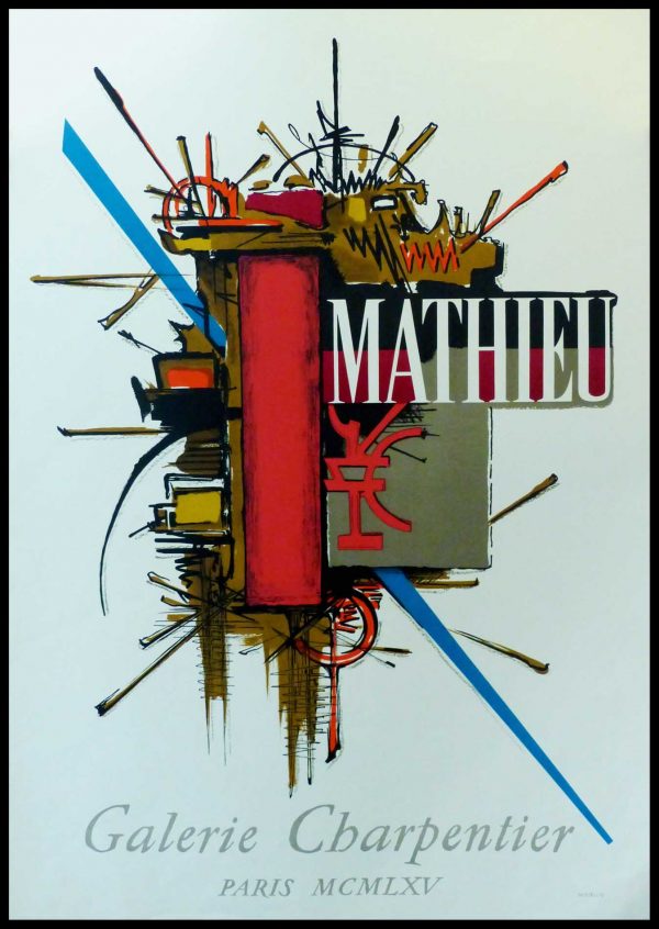 (alt="MATHIEU - Galerie Charpentier, original gallery poster printed by Mourlot Paris 1954")