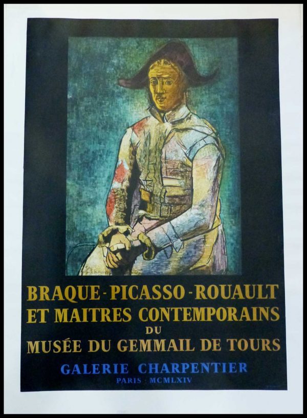(alt="original vintage poster lithography Pablo PICASSO, Musée du Gemmail Tours Galerie Charpentier 1964 signed in the plate and printed by MOURLOT")