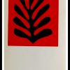 (alt="original stencil Henri MATISSE - Feuille noire fond rouge, 1953, printed by Mourlot, 1000 copies, catalogue Berggruen")